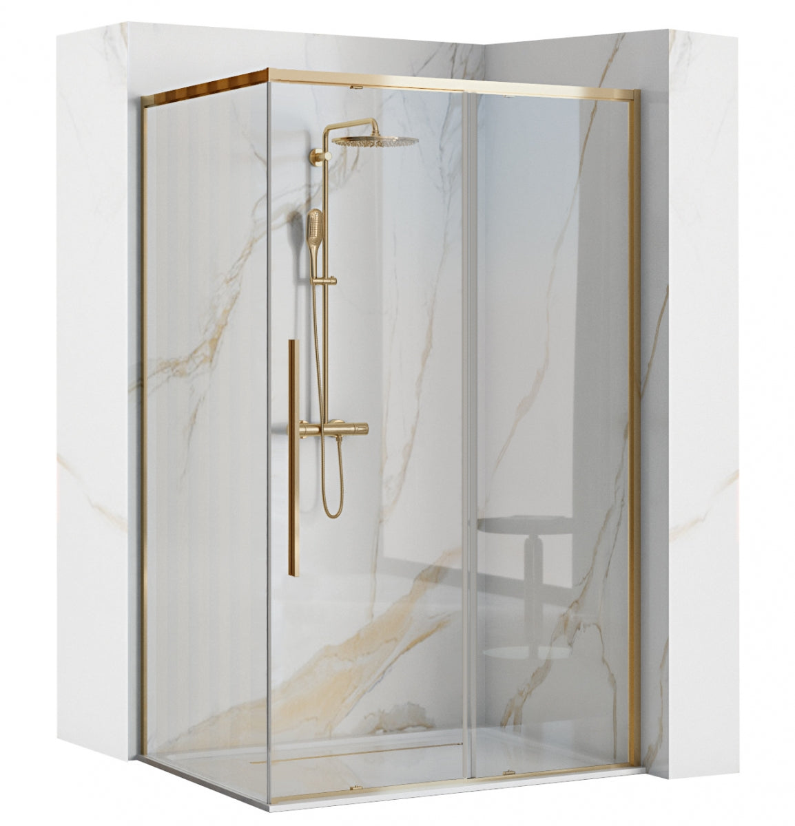 Douchecabine met schuifdeur 90x90 vierkant Solar Goud