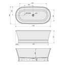 Retro Vrijstaand Bad 170x84 Cast Marble wit incl. sifon
