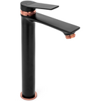 Hoge wastafelkraan mat zwart / rose goud Rea Viral