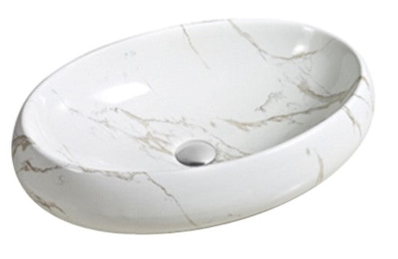 Opzet wastafel waskom Ovum 60x40x14cm marmerlook
