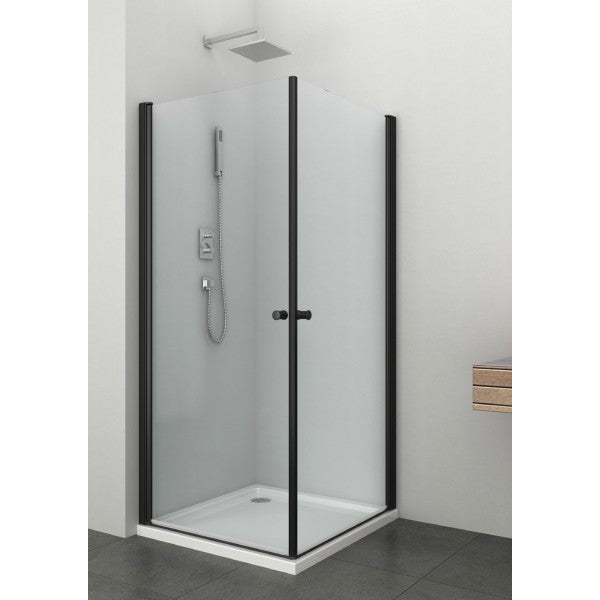 Nisdeur 100x195cm mat zwart profiel met NANO antikalk coating Sanotechnik Young