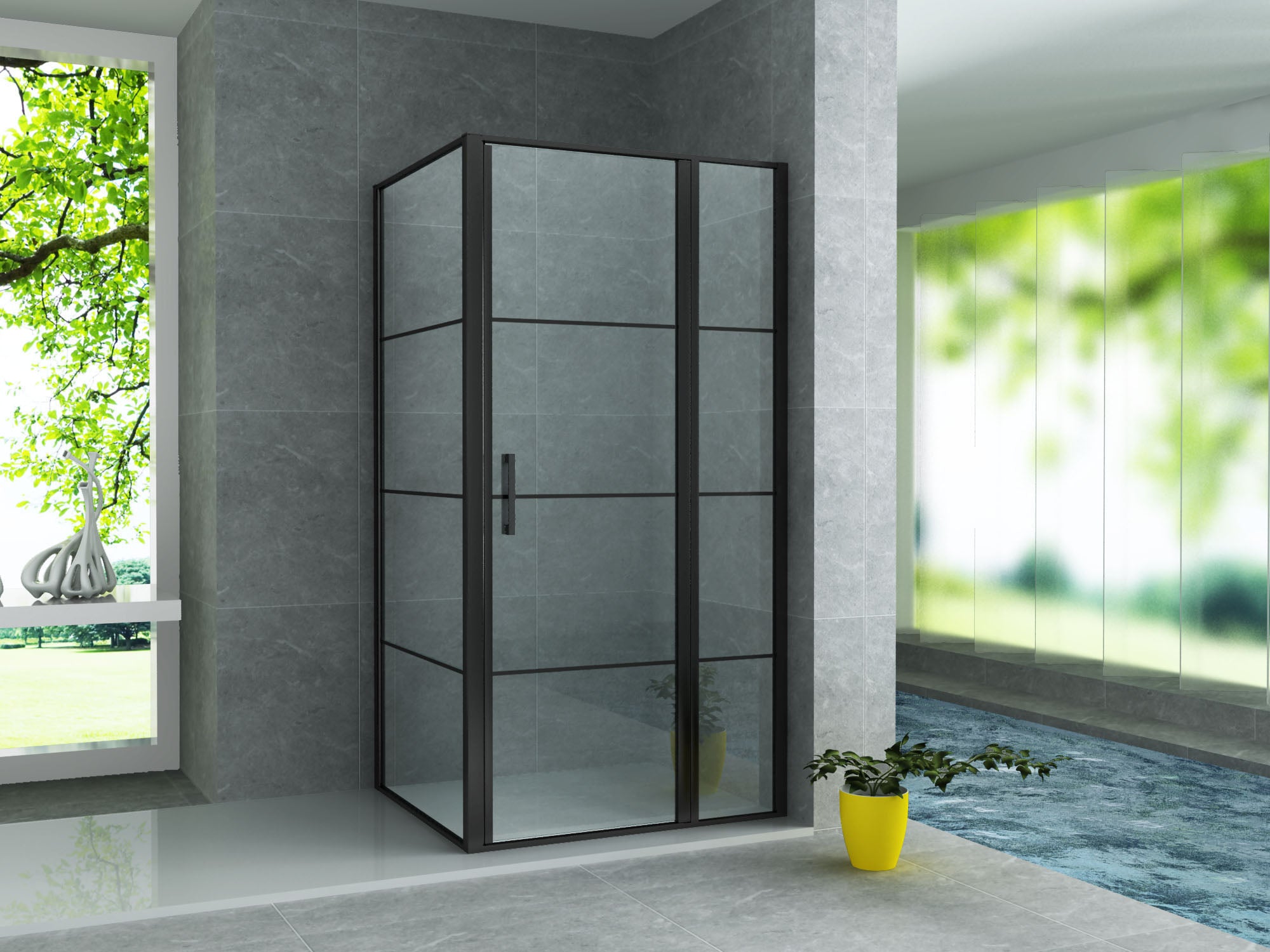 Douchecabine Aloni draaideur mat zwart antikalk 8mm