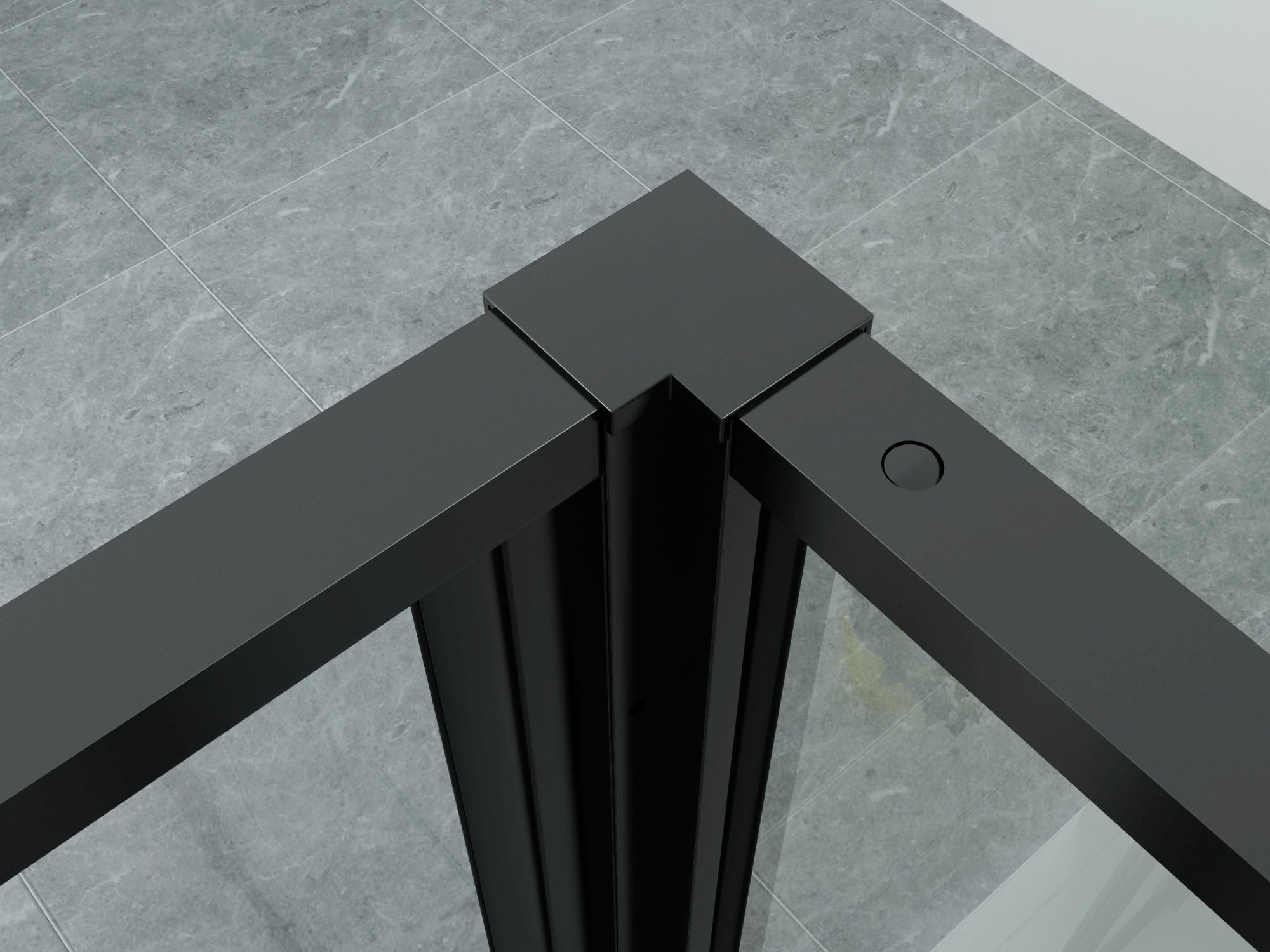 Detail van glas en zwart van Aloni 8mm douchecabine