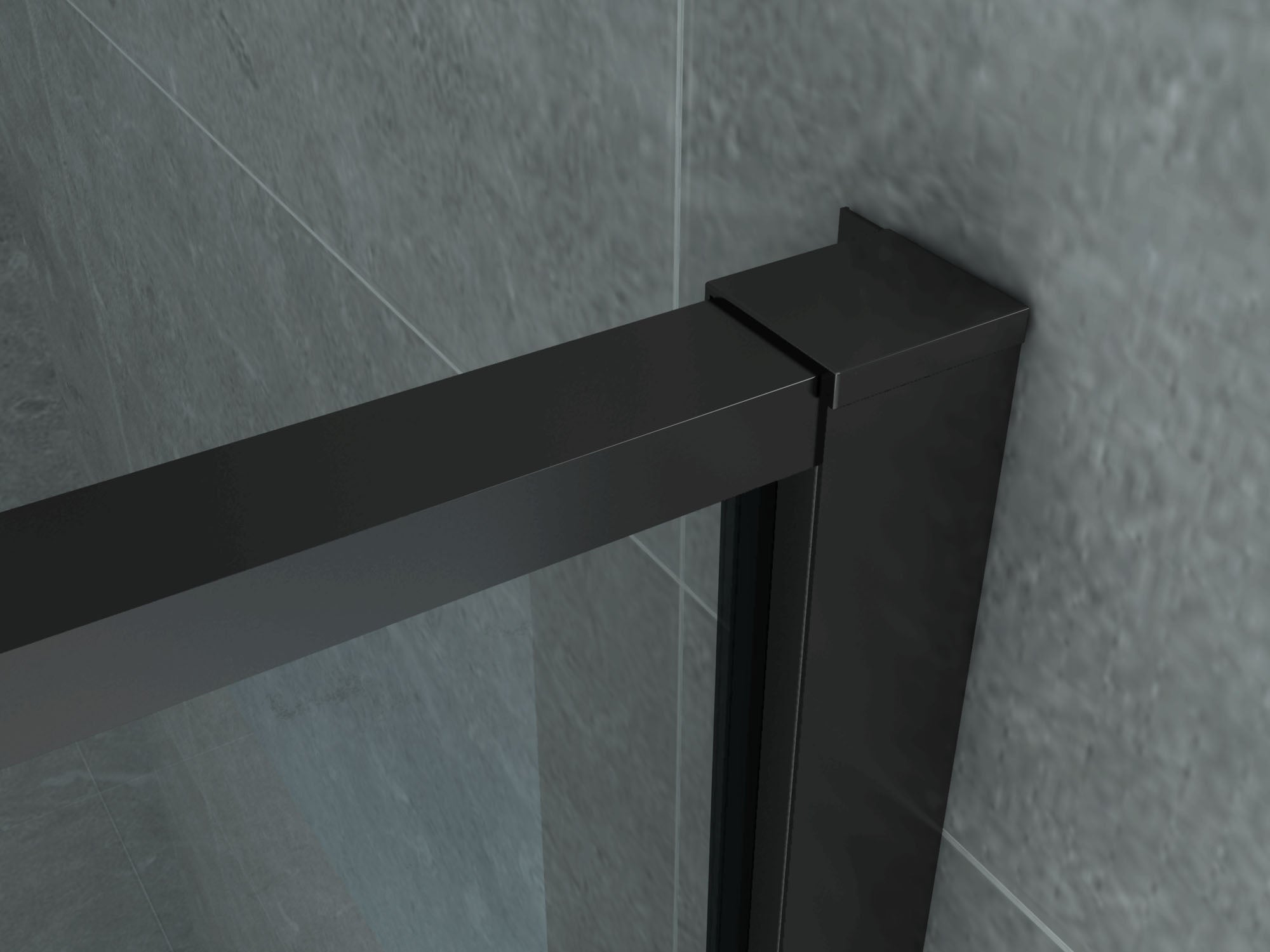 Detail van glas en zwart van Aloni 8mm douchecabine