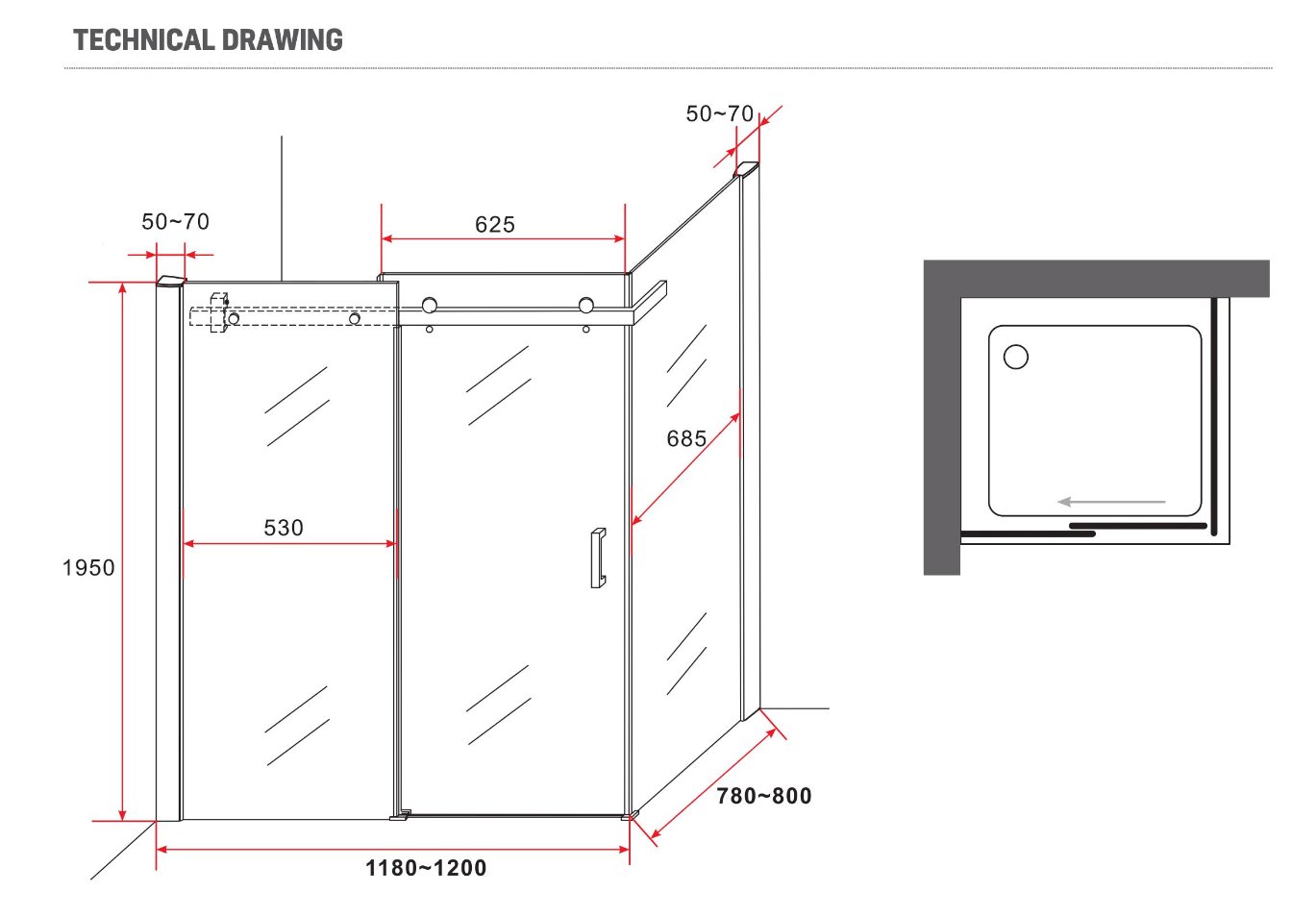 Detail van glas en zwart van Aloni Met Antikalk Coating douchecabine