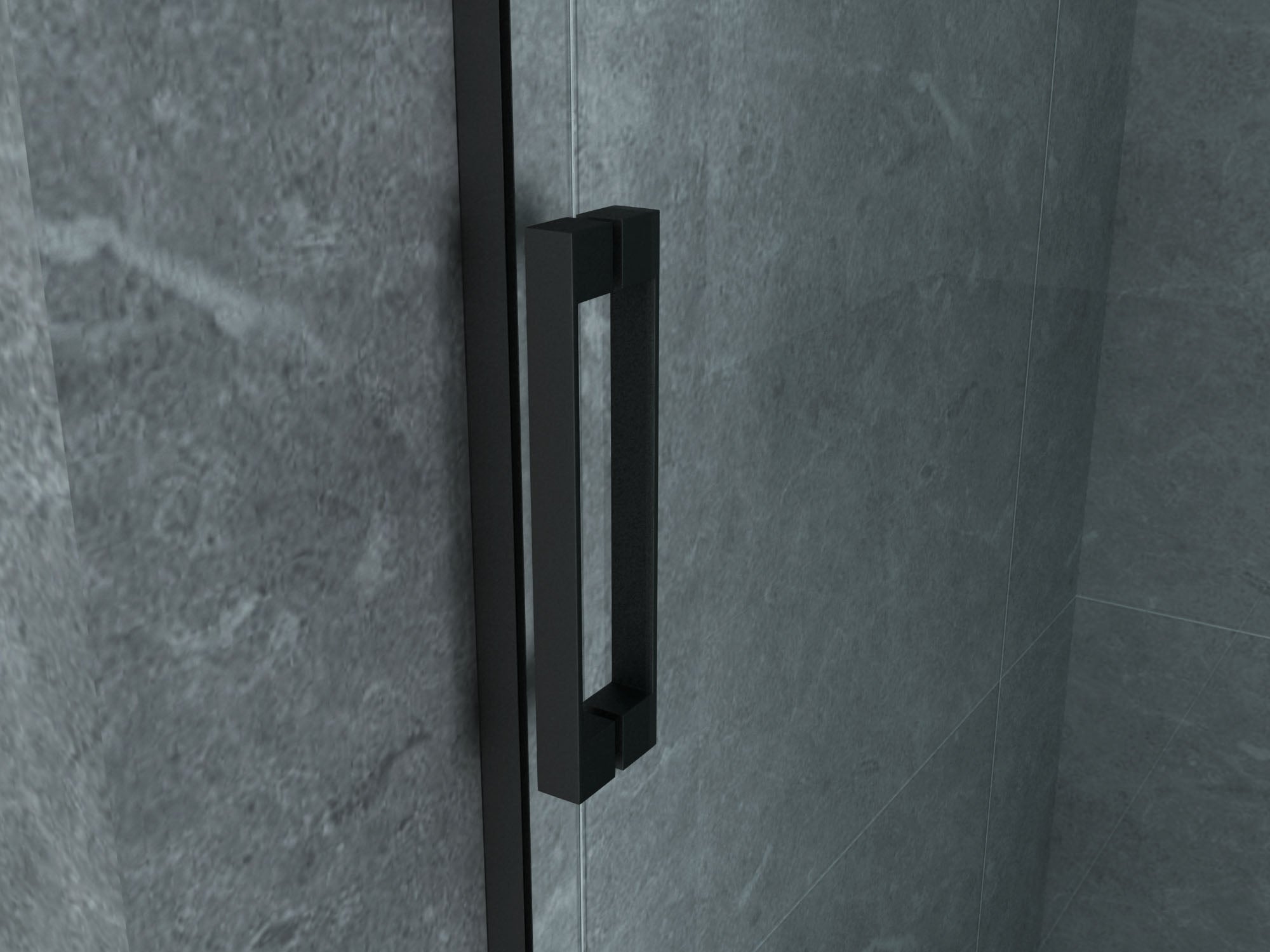 Detail van glas en zwart van Aloni Met Antikalk Coating douchecabine