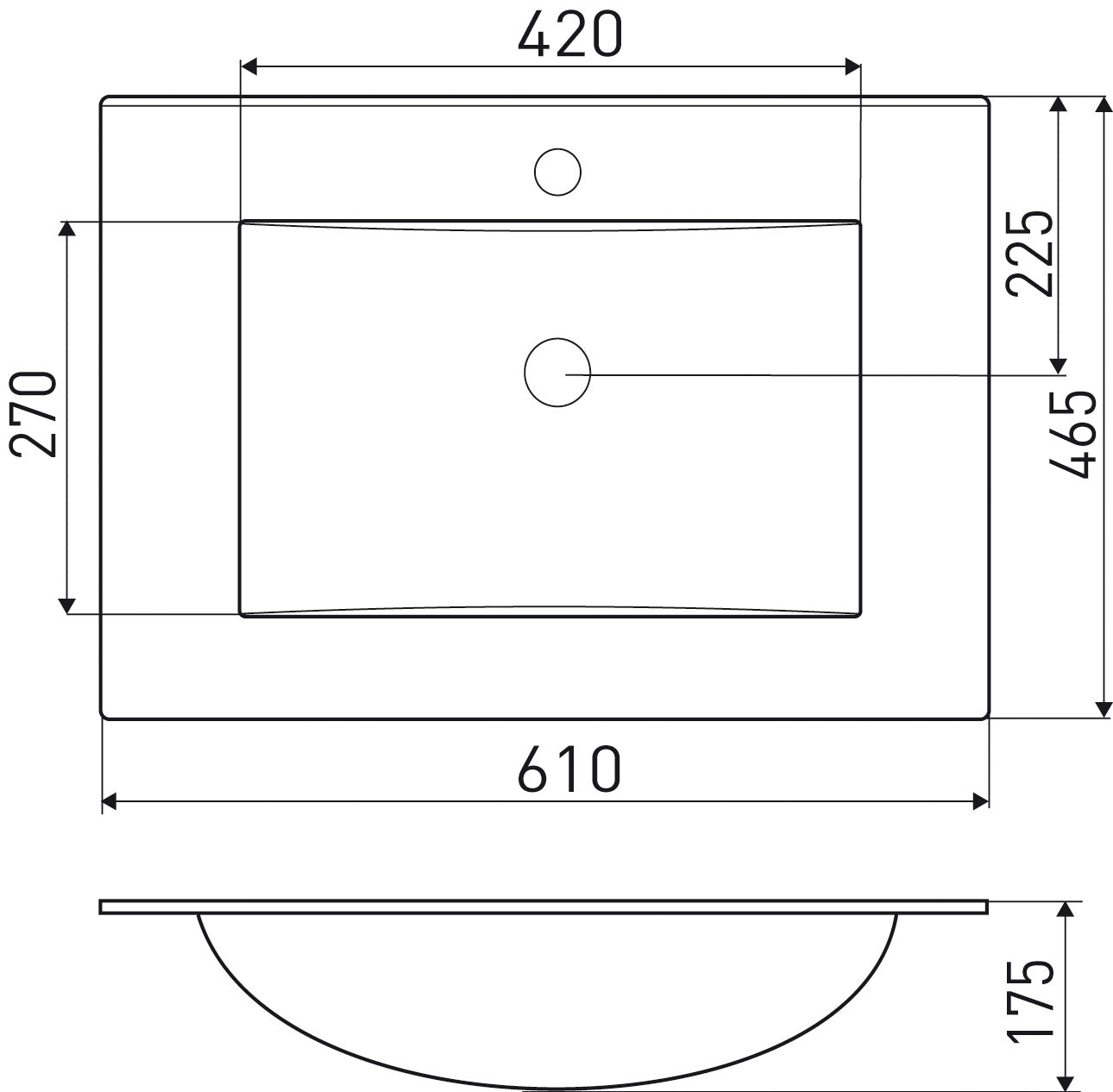 Topblad Kerra Calpe inbouw wastafel 60 x 48 cm wit
