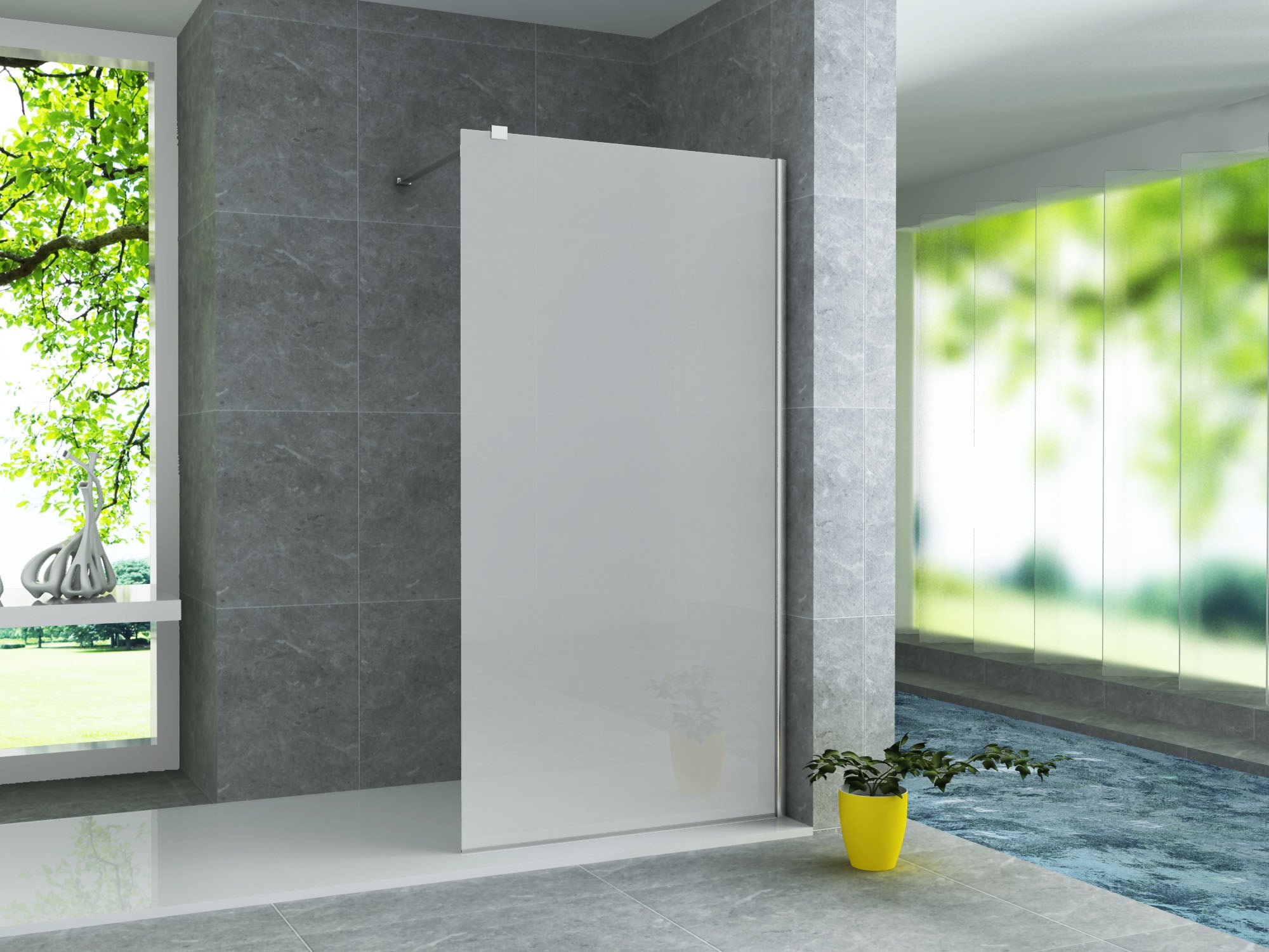 Inloop douchewand melkglas 8mm met antikalk coating