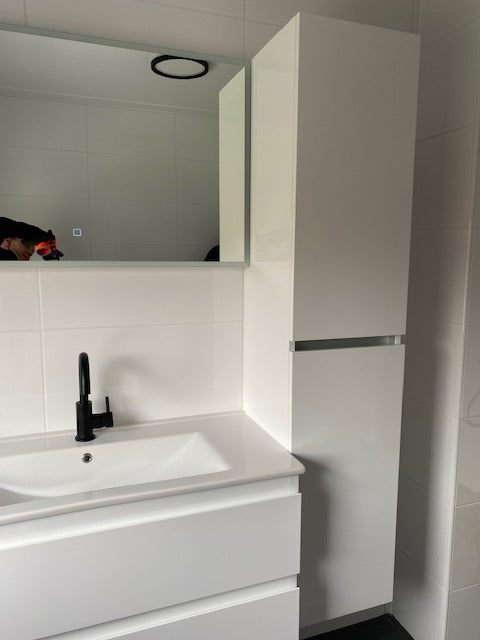 Hoge kolomkast 160x35x35 Hoogglans Wit Luzi trendline