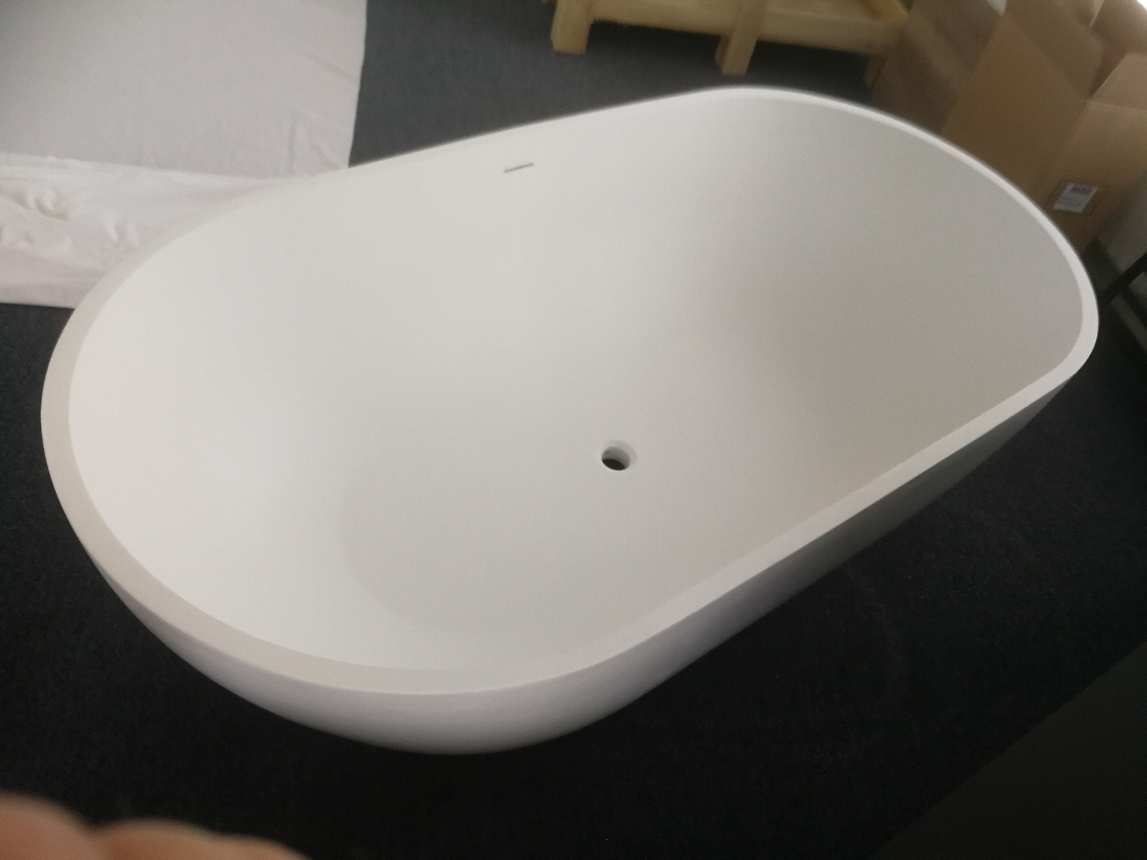 Vrijstaand ligbad 175x85 Cusco Cast Marble mat wit