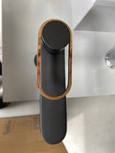 Wastafelkraan mat zwart gekartelde ring koper