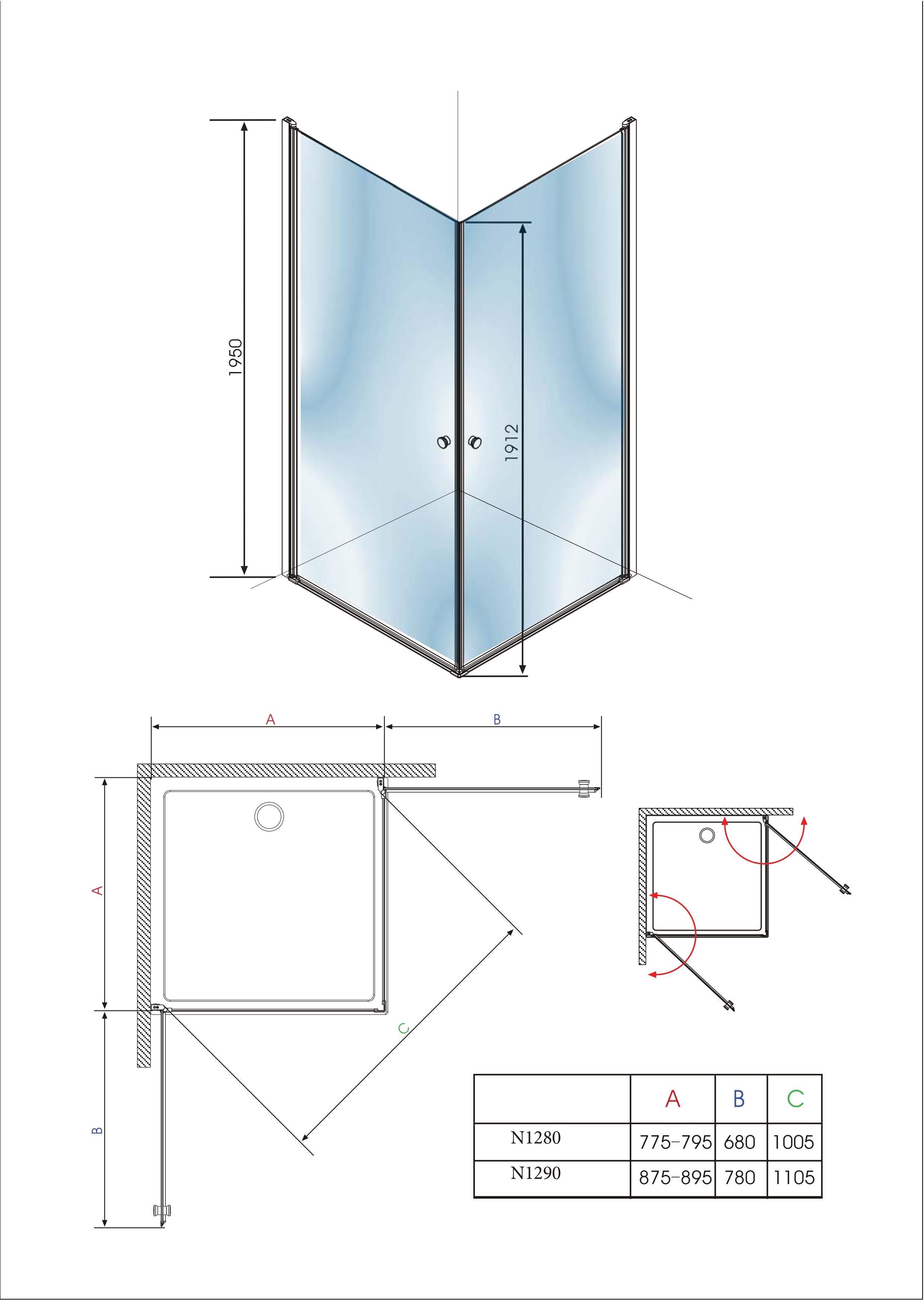 Douchecabine twee swingdeuren Elegance helder glas 6mm