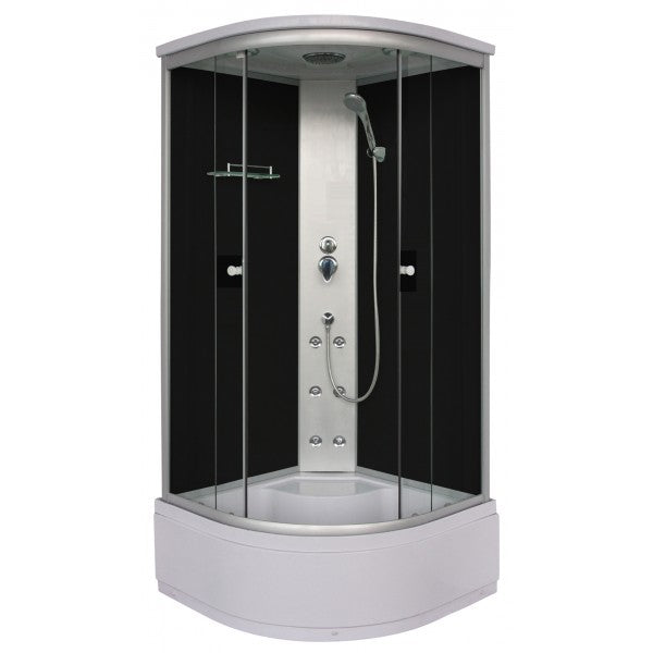 Gesloten douchecabine 90x90x210 kwartrond PC50 met zitje en douchebad