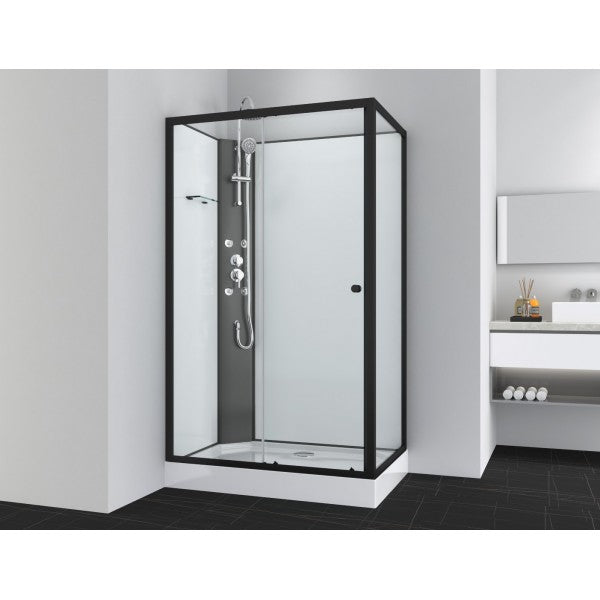 Complete douchecabine 120x80 mat zwart profiel kitvrij Viva Black