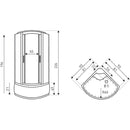 Gesloten douchecabine 1/4 rond 90x90 Silver Diamond