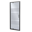 Douchedeur 80x190 zwart profiel grijs glas met decor Tomar