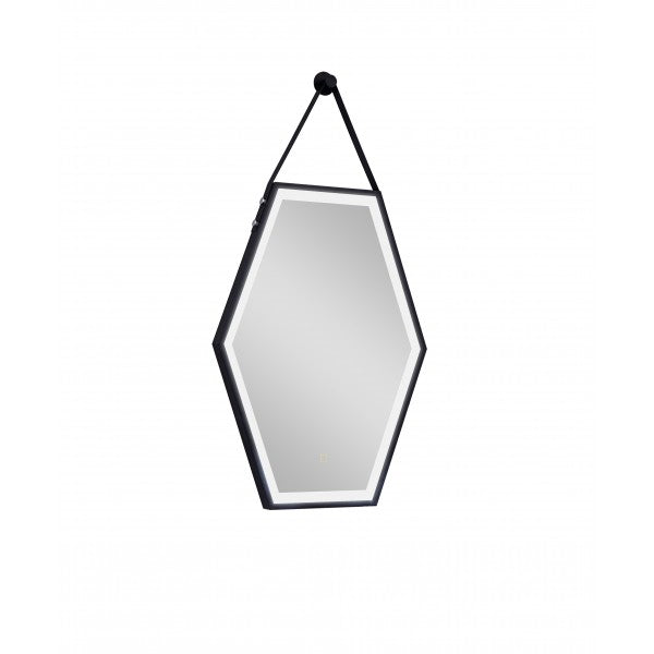 Spiegel 60x80cm mat zwart Soho Black met indirecte LED verlichting