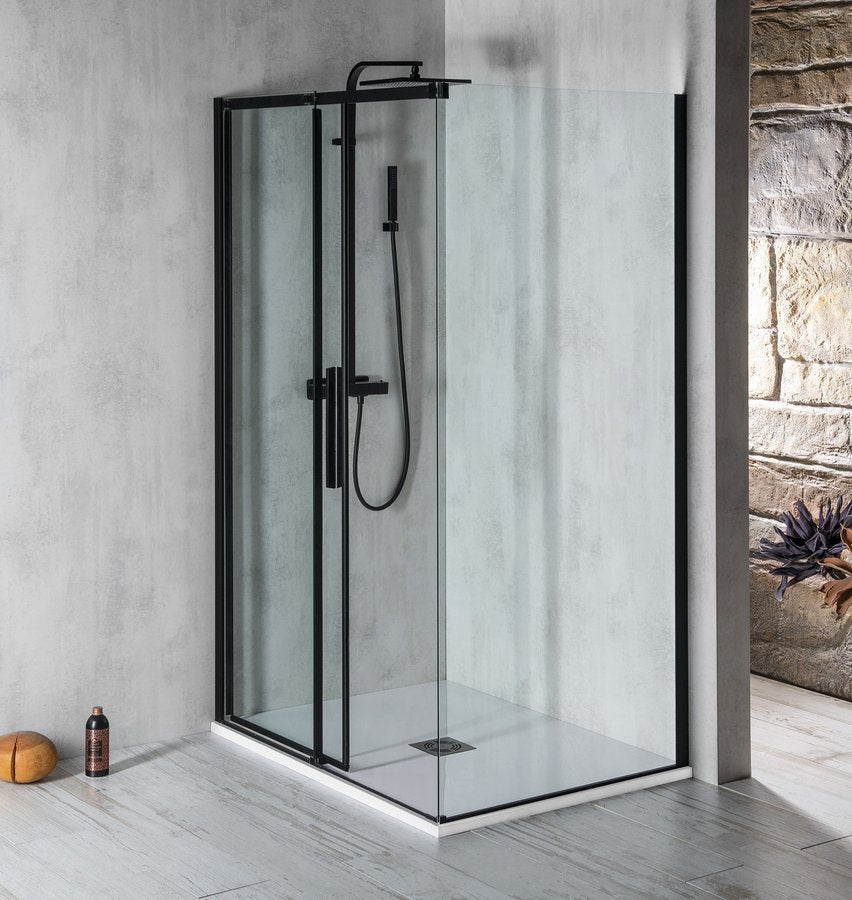 Douchecabine 110x80 Altis Line mat zwart profiel 8mm antikalk veiligheidsglas