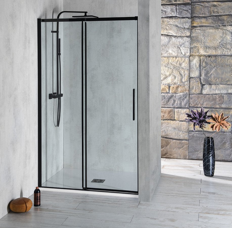 Douche nisdeur 110cm mat zwart (verstelbaar 107-111cm)