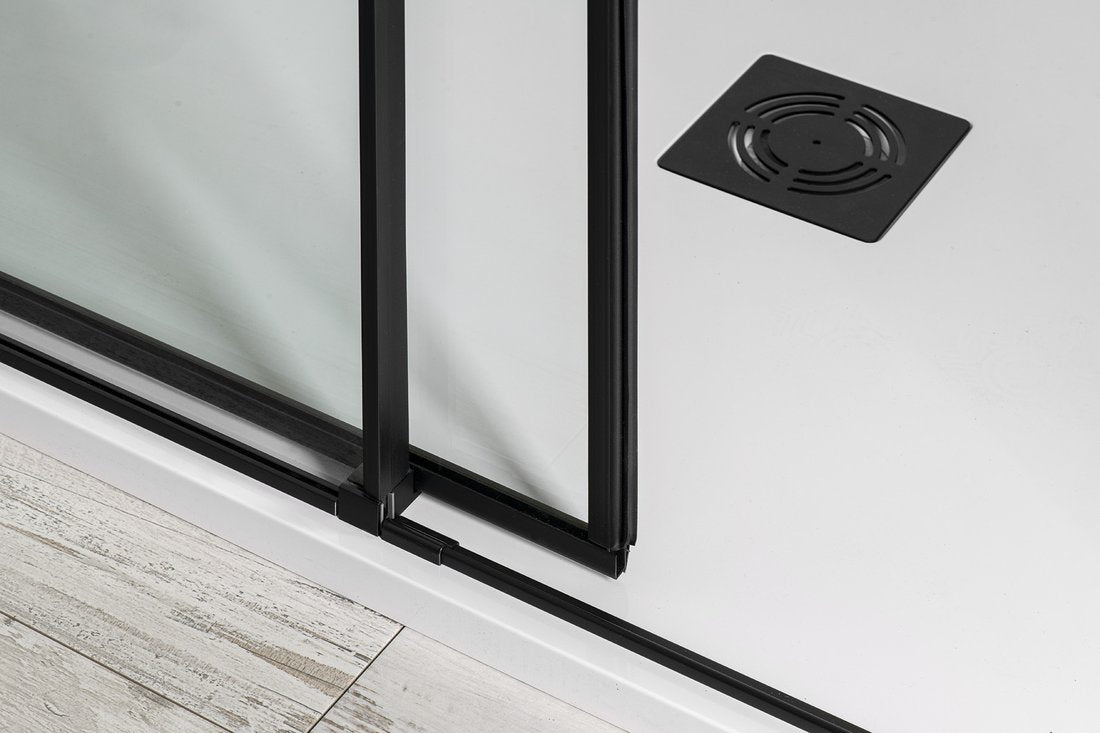 Douche nisdeur 110cm mat zwart (verstelbaar 107-111cm)