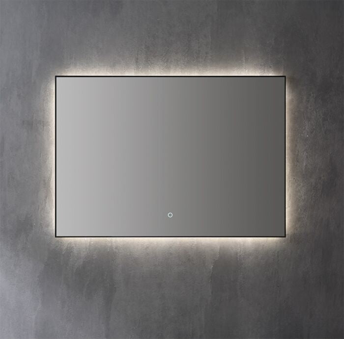 Badkamerspiegel mat zwart met indirecte LED verlichting 80x70x3cm