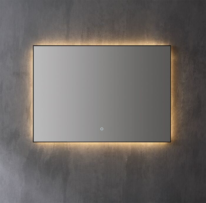 Badkamerspiegel mat zwart met indirecte LED verlichting 80x70x3cm