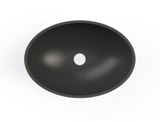 Arcqua Prince ovale waskom 49x34cm mat zwart cast marble