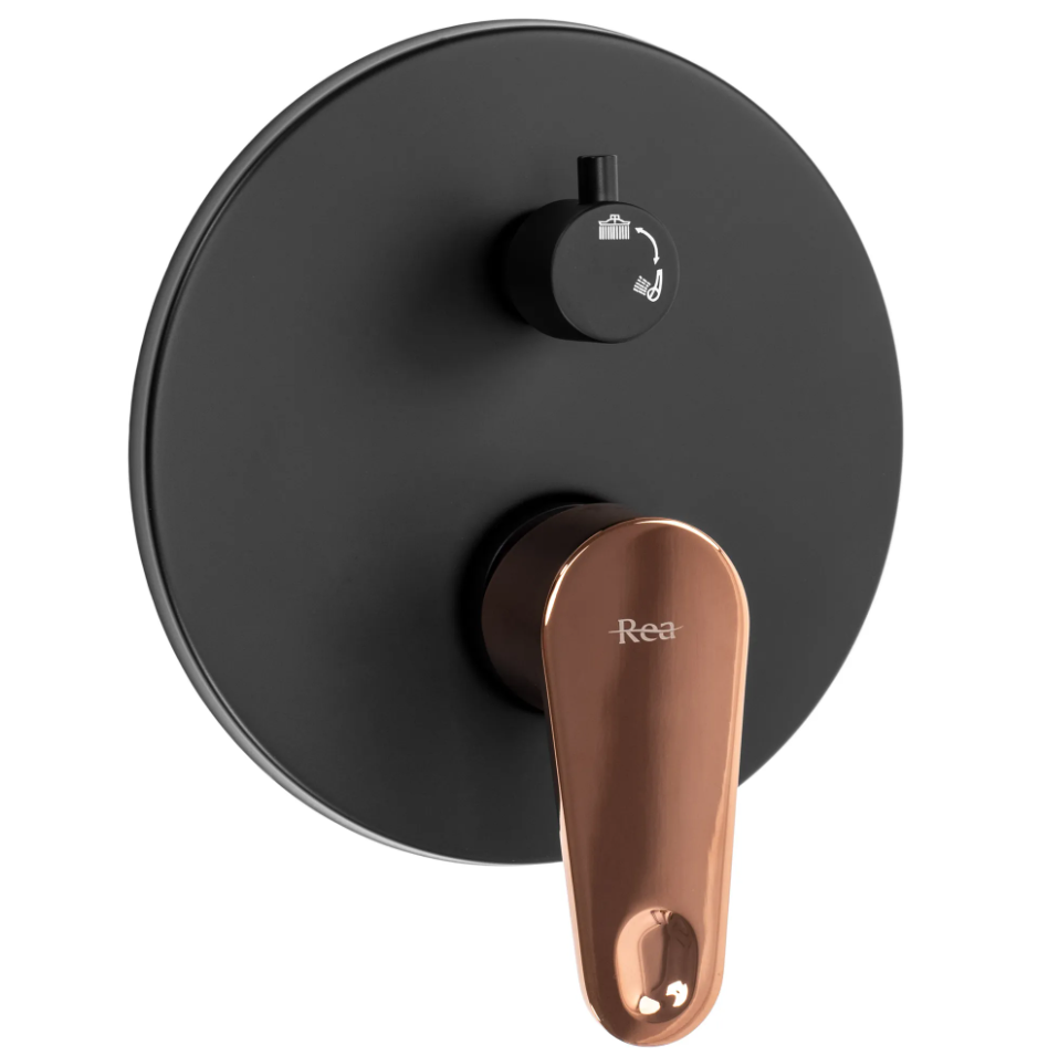 Inbouw Doucheset met Inbouwdeel REA Mild Mat Zwart/Rose Goud