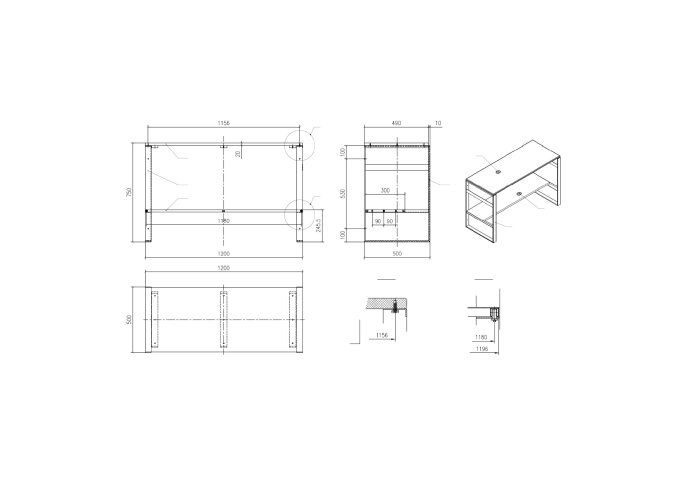 Industrieel badmeubel Black & Oak 120x50 mat zwart metalen frame