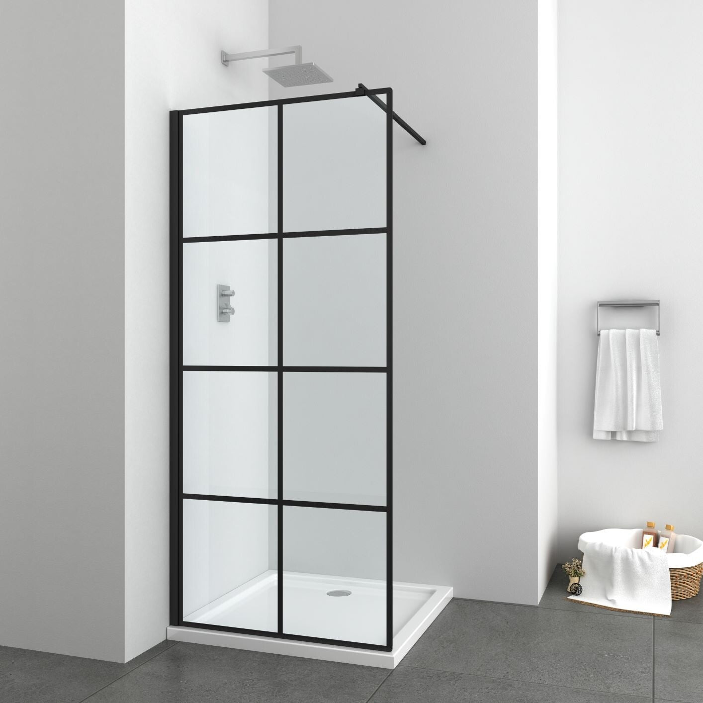 Douchewand met zwart raster 90x195 Sanotechnik Soho Black