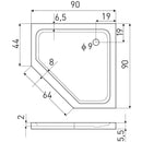 Glasgow Slim lage vijfhoek douchebak 90x90x5,5cm