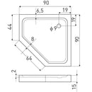 Glasgow hoge vijfhoek douchebak 90x90x15cm