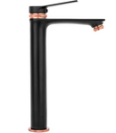 Hoge wastafelkraan mat zwart / rose goud Rea Viral