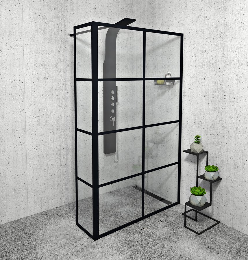 Inloopdouche douchewand 100x200 Cure Mat Zwart zwart met anti-kalk coating