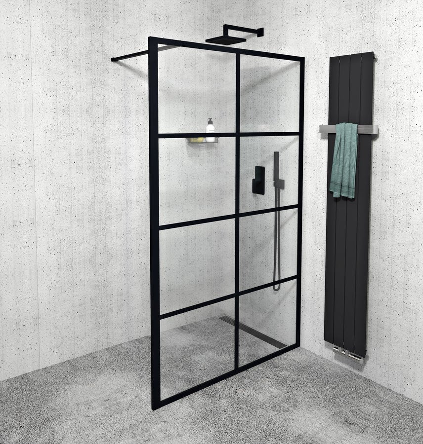 Inloopdouche douchewand 120x200 Cure Mat Zwart zwart met anti-kalk coating