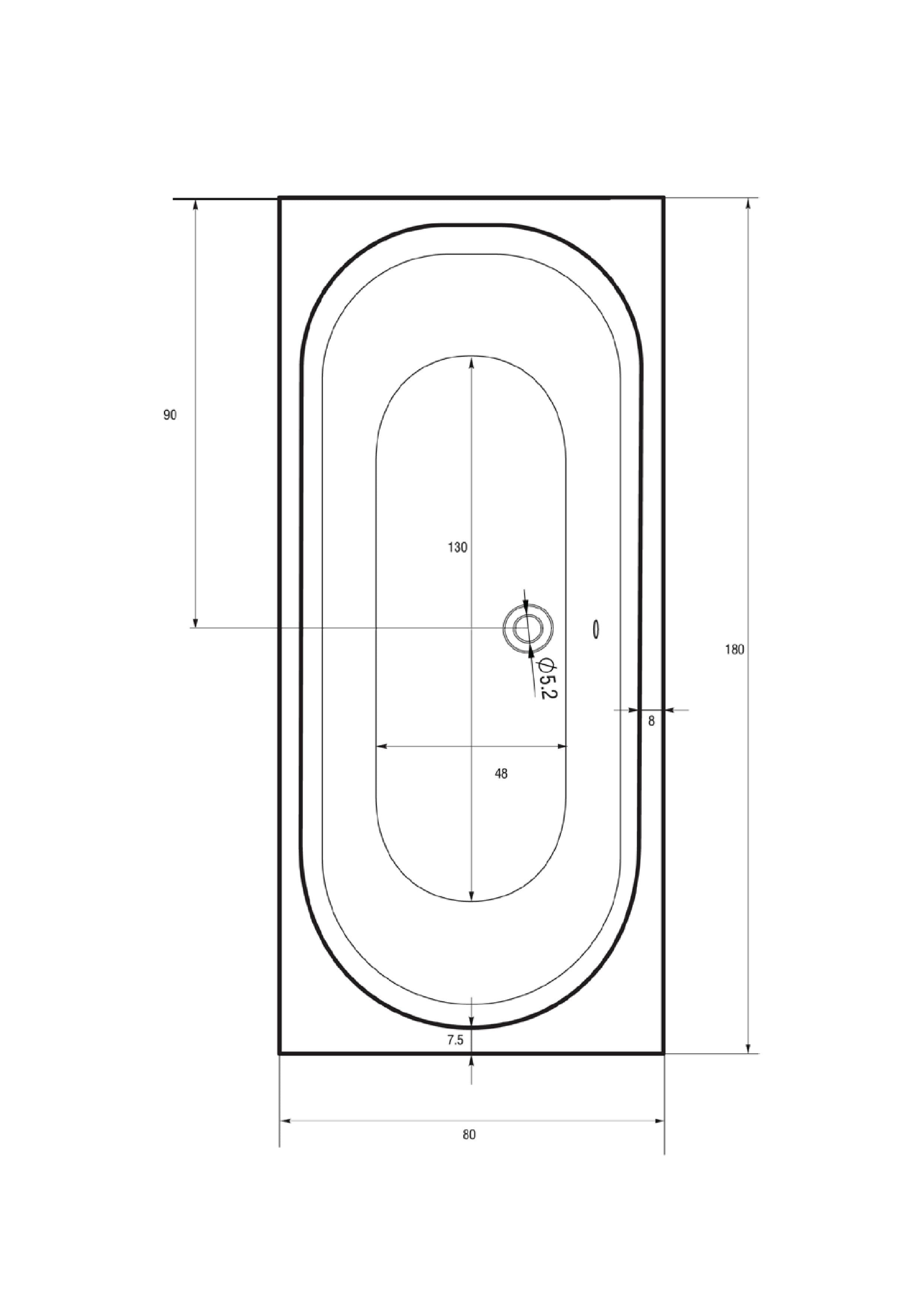 Inbouw ligbad 180x80x45cm Sanotechnik Caracas acryl wit