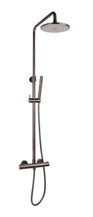Opbouw Doucheset Gun Metal met Douchethermostaat Luzi Rond