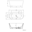 Back to wall vrijstaand bad 170x80 Aqualine Tajo