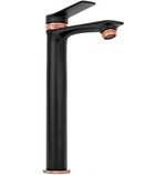 Hoge wastafelkraan mat zwart / rose goud Rea Viral