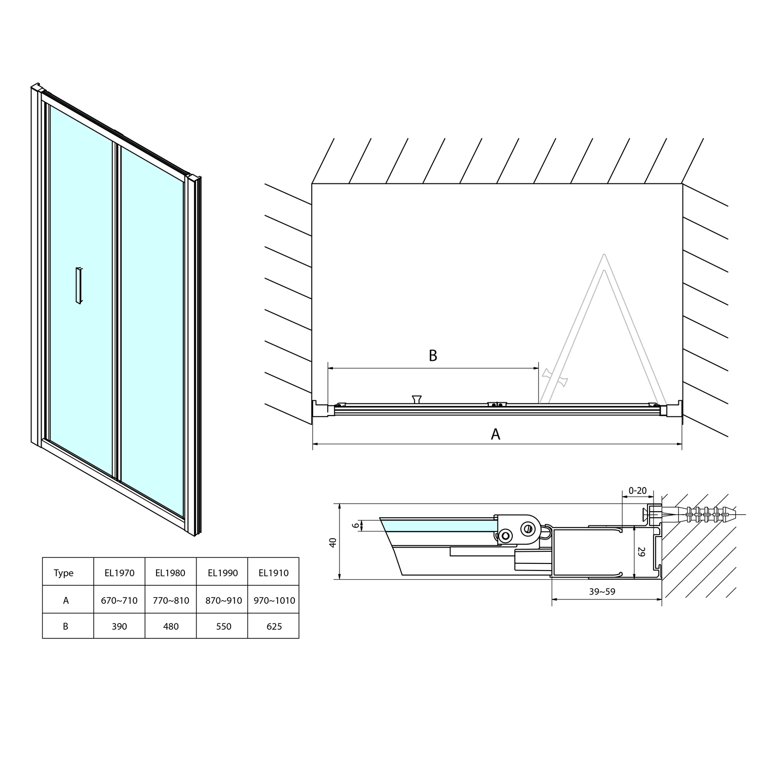 Douche vouwdeur easy line 6mm veiligheidsglas