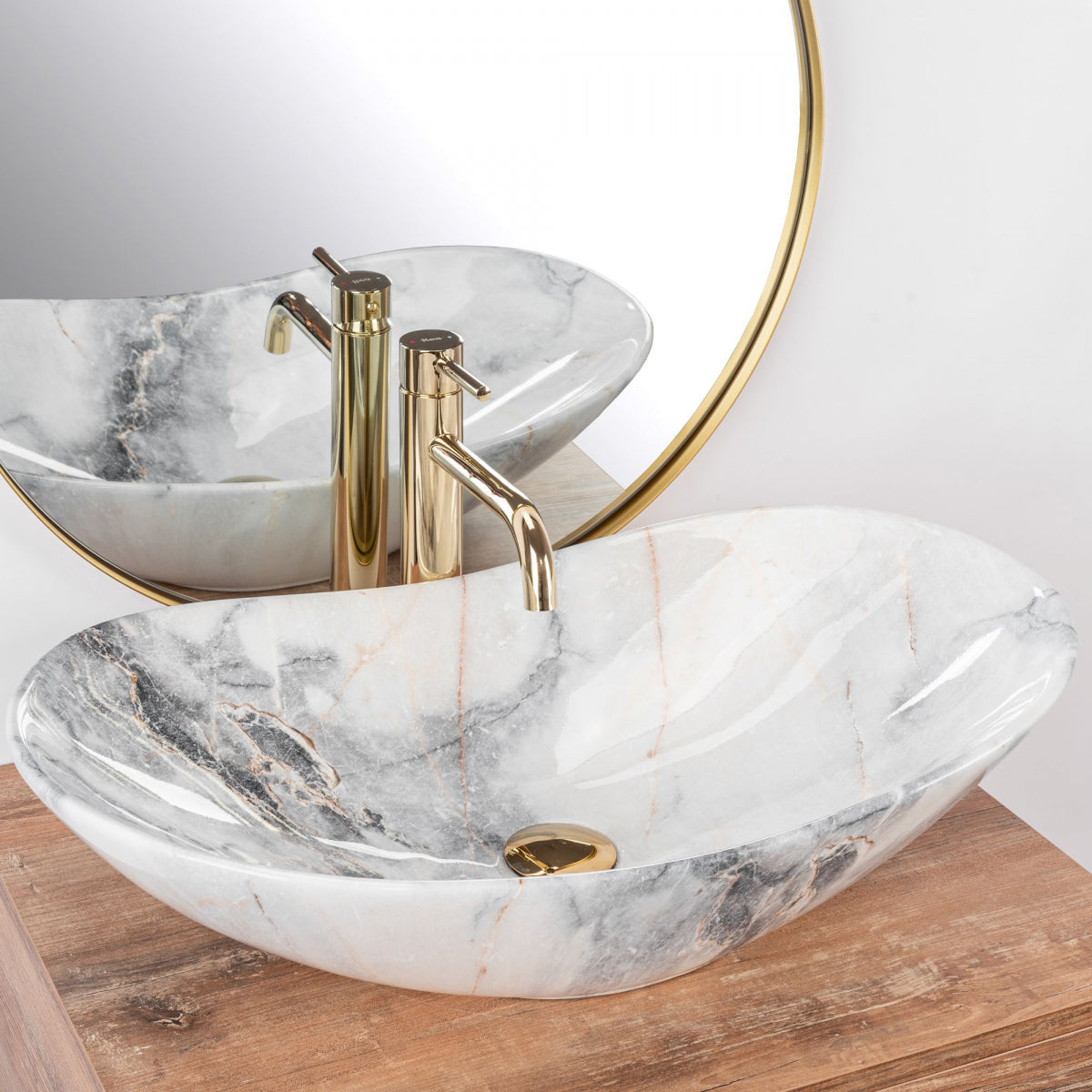 Waskom Royal glans graniet marmerlook 60x36x13