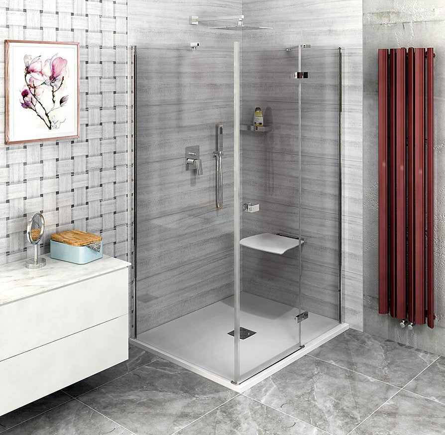 Fortis Line douchecabine 80x80 met vaste wand draaideur rechts antikalk