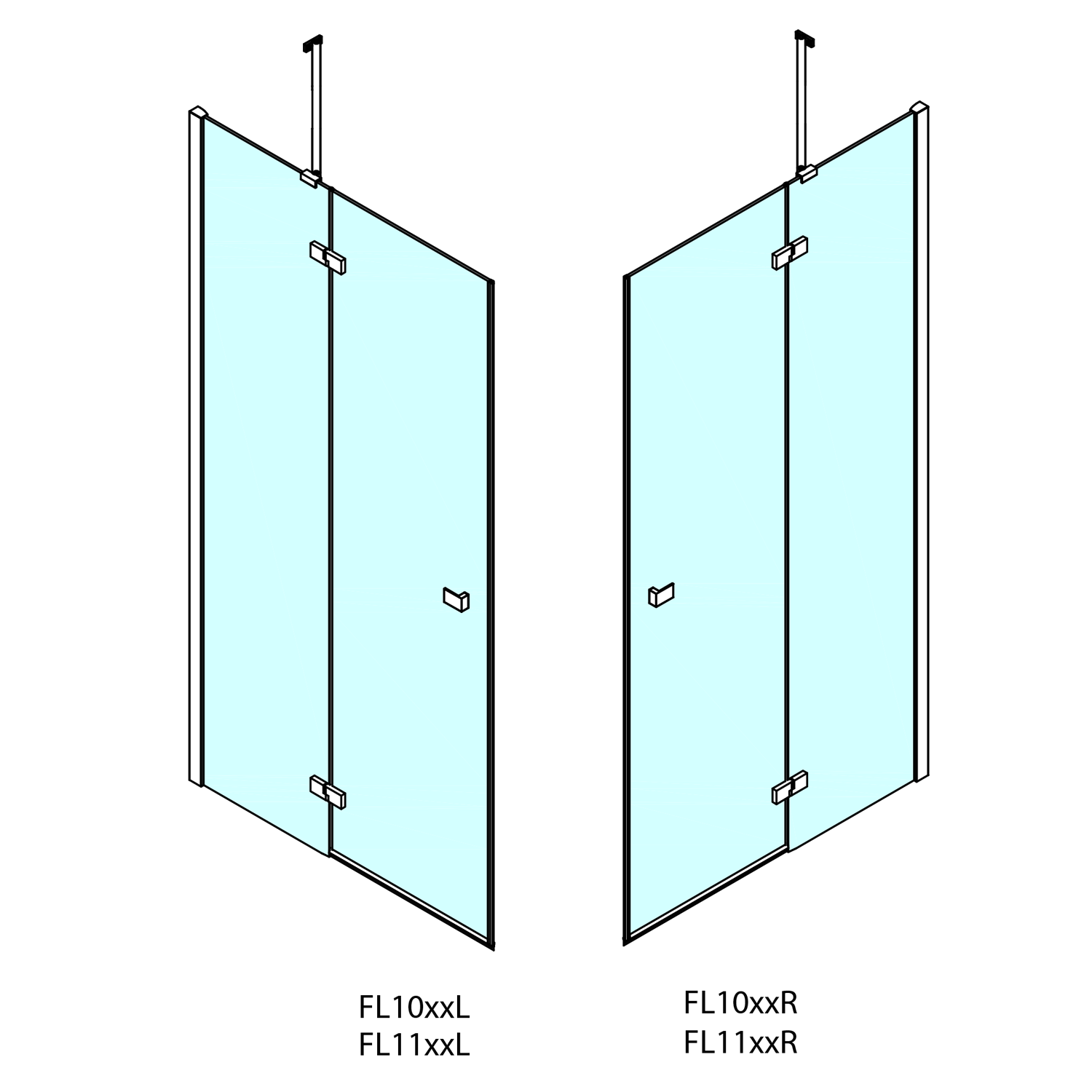 Douchecabine rechthoek 100x90cm openslaande deuren Fortis Line
