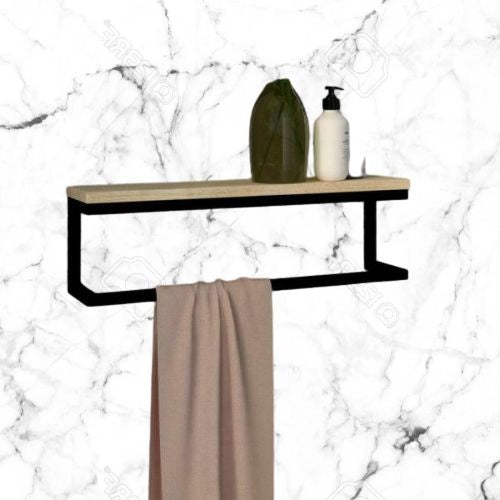 Handdoekhouder staal mat zwart 60x15x15cm