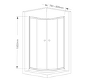 Douchecabine 80x80x185 kwartrond Aqualine Arleta helder glas