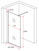 Inloopdouche douchewand 80x200cm getint rookglas mat zwart profiel antikalk