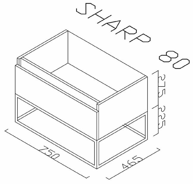 Badmeubel 80 x 48 Mat zwart regaal Aloni Sharp industrieel
