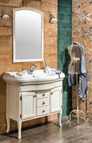 Retro badkamer meubelset 100cm oud wit massief hout