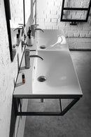 Dubbele wastafel 120x46 marmer countertop Maria wit met twee kraangaten