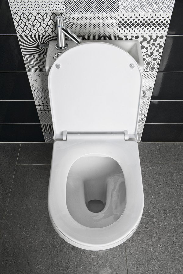 Aqualine Duoblok Sapho Hygie Met Ingebouwde Fontein Soft Close Wit